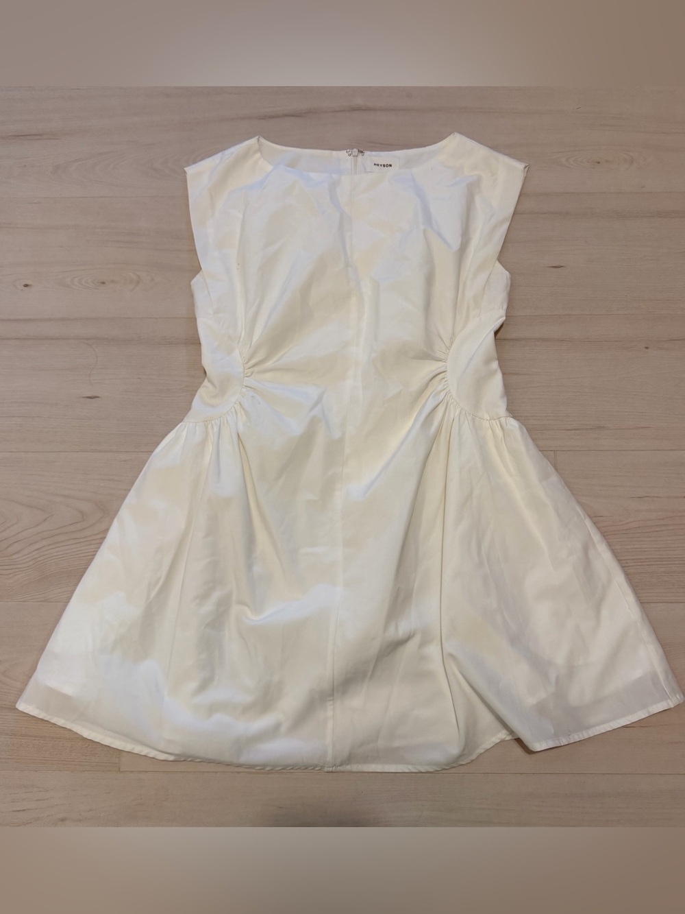 Heyson White Sleeveless Mini Dress with Gathered Sides